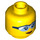 LEGO Yellow Female Head with Light Blue Goggles and Lopsided Smile (Recessed Solid Stud) (3626 / 29490)